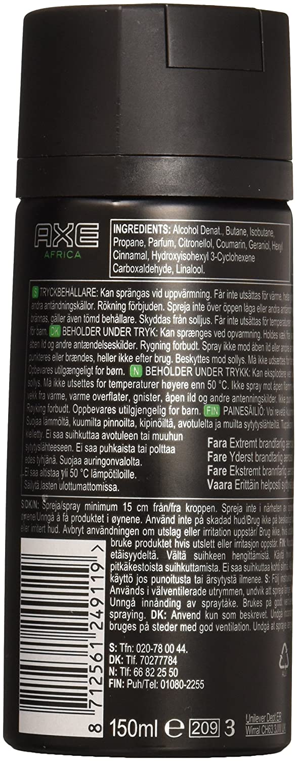 Axe Body Spray Africa 150 ml - Pack of 6