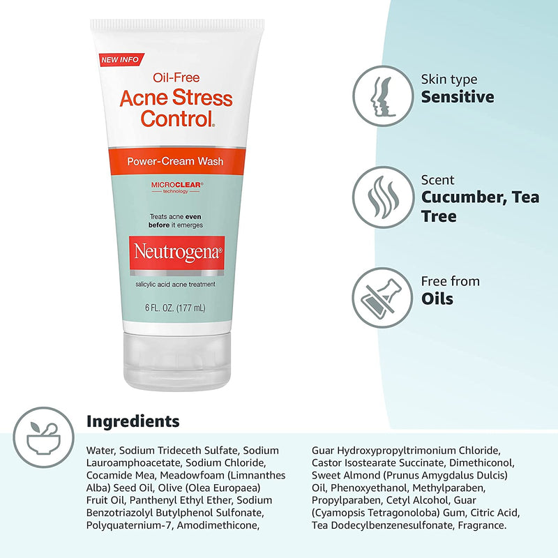 Neutrogena Acne Stress Control Power-Cream Wash 6 oz 