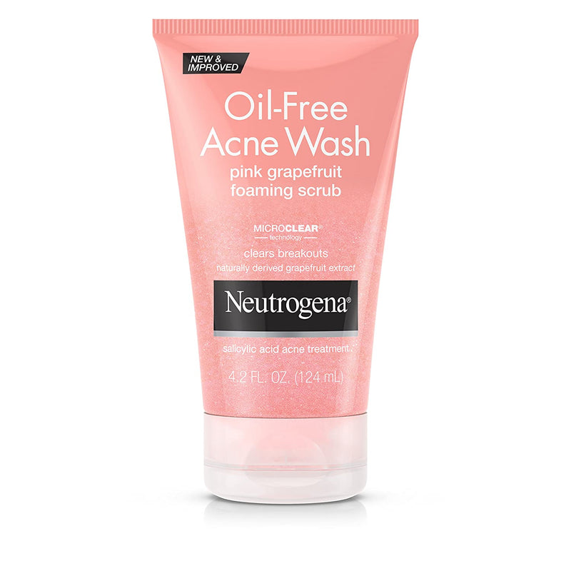 Neutrogena Oil Free Acne Wash Foaming Scrub Pink Grapefruit 4.2 oz 