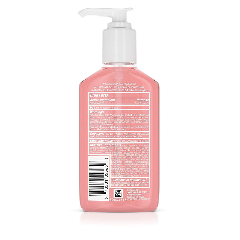 Neutrogena Oil Free Acne Wash Facial Cleanser Pink Grapefruit 6 oz 
