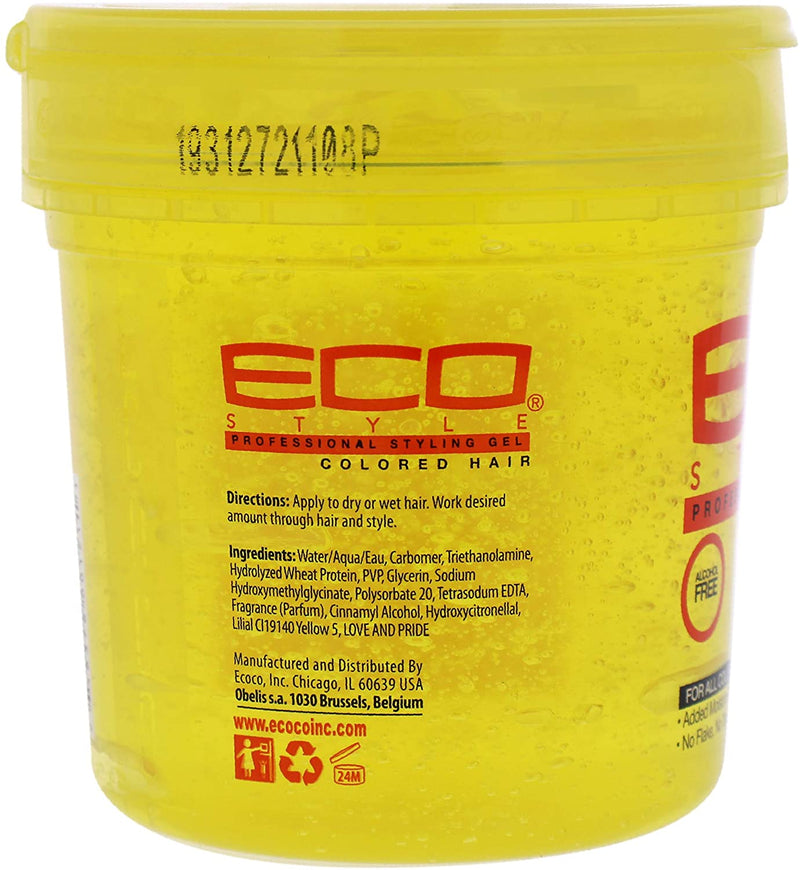 Ecoco Color Treated  Styling Gel 16 oz- Yellow