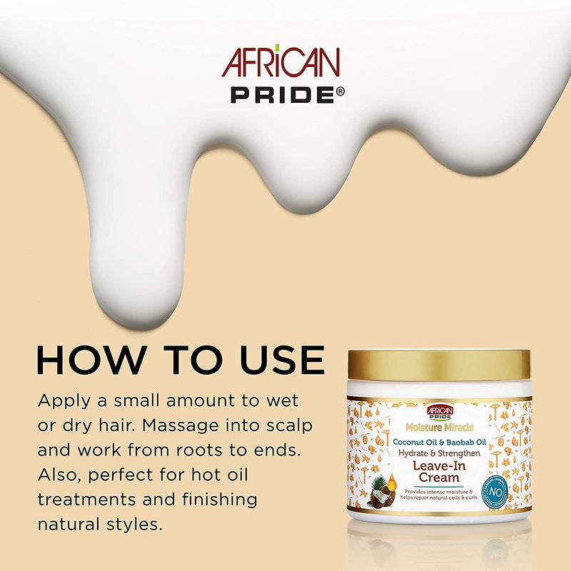 African Pride Moisture Miracle Coco Oil & Baobab Oil Leave-In Cream 15oz