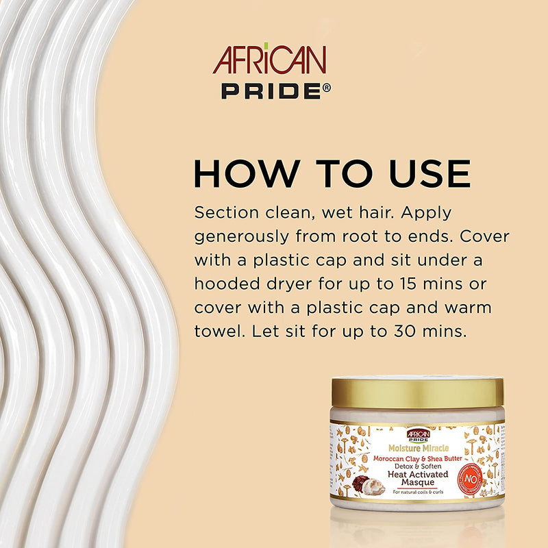 African Pride Moisture Miracle Clay & Shea Butter Heat Act Masque 12oz
