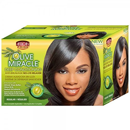 African Pride Olive Miracle Deep Cond. NO-LYE Relaxer Kit - REG