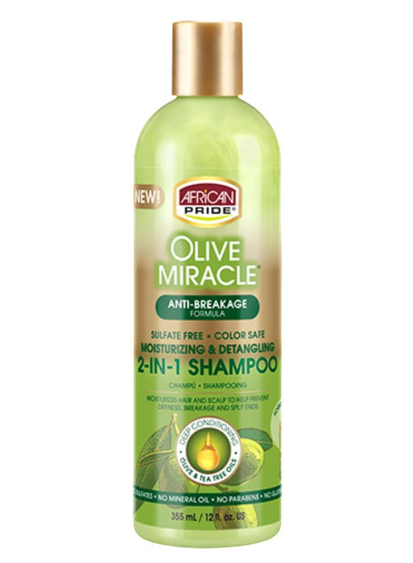 African Pride Olive Miracle 2 IN 1 Shampoo and Conditioner 12 oz